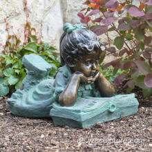 Leben Größe Bronze Reading Girl Statue